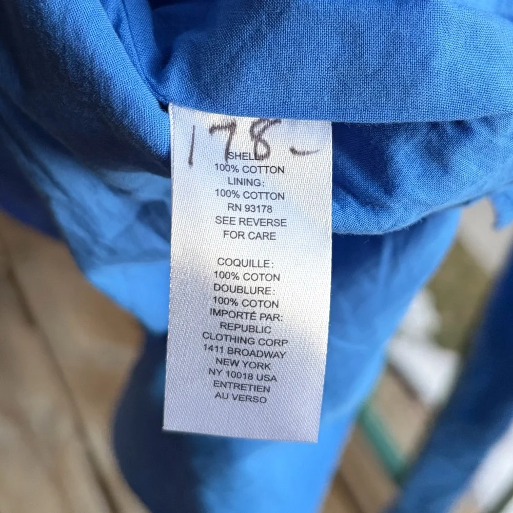 🆕 Tahari Spring Blue Embroidered Shirt Dress XS Belted Button Front Midi Cotton - Picture 16 of 17